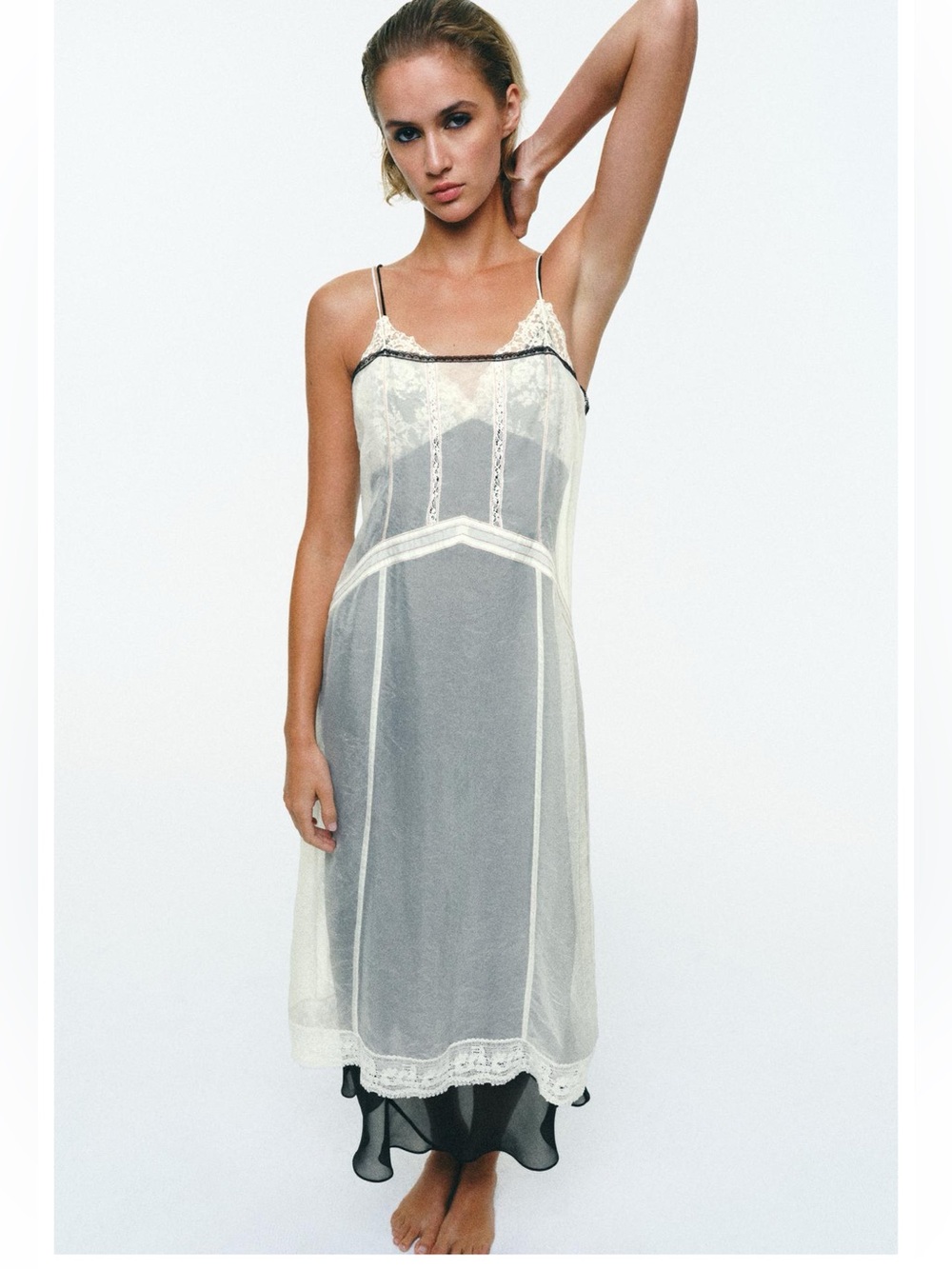 DOUBLE ORGANZA LACE LONG DRESS
